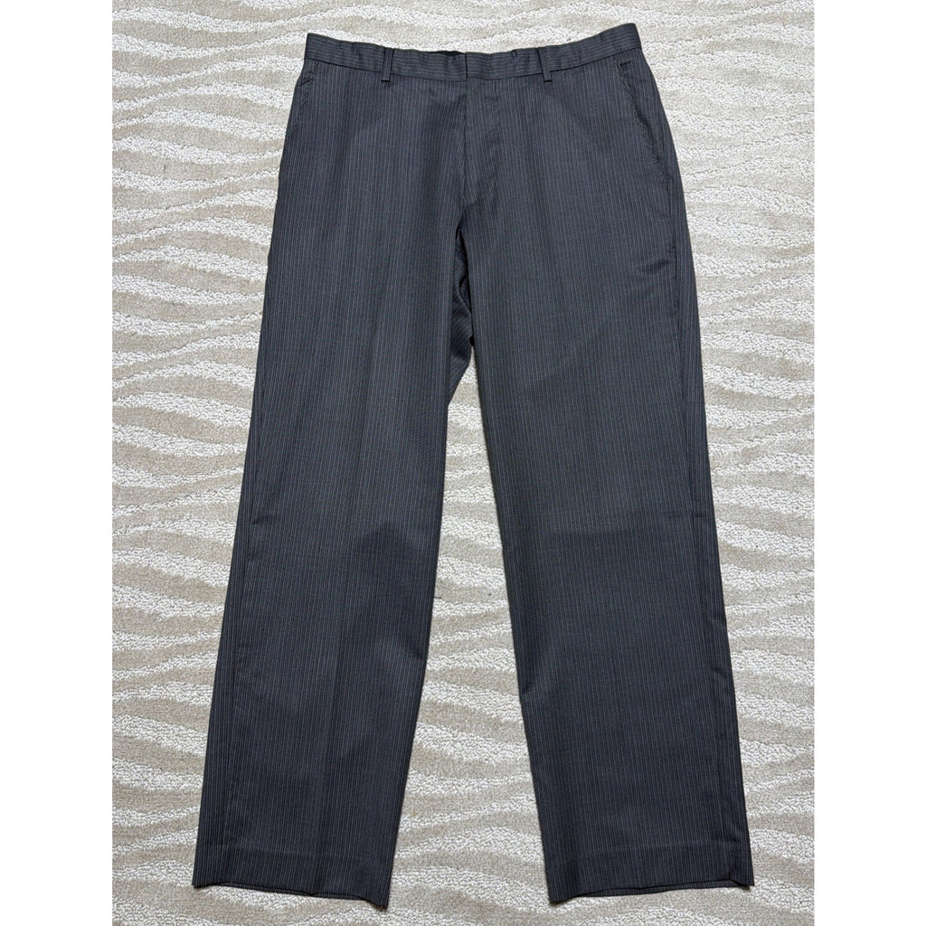 Banana Republic Mens Wool Blend Brown Blue Pinstriped Dress Pants 36x32