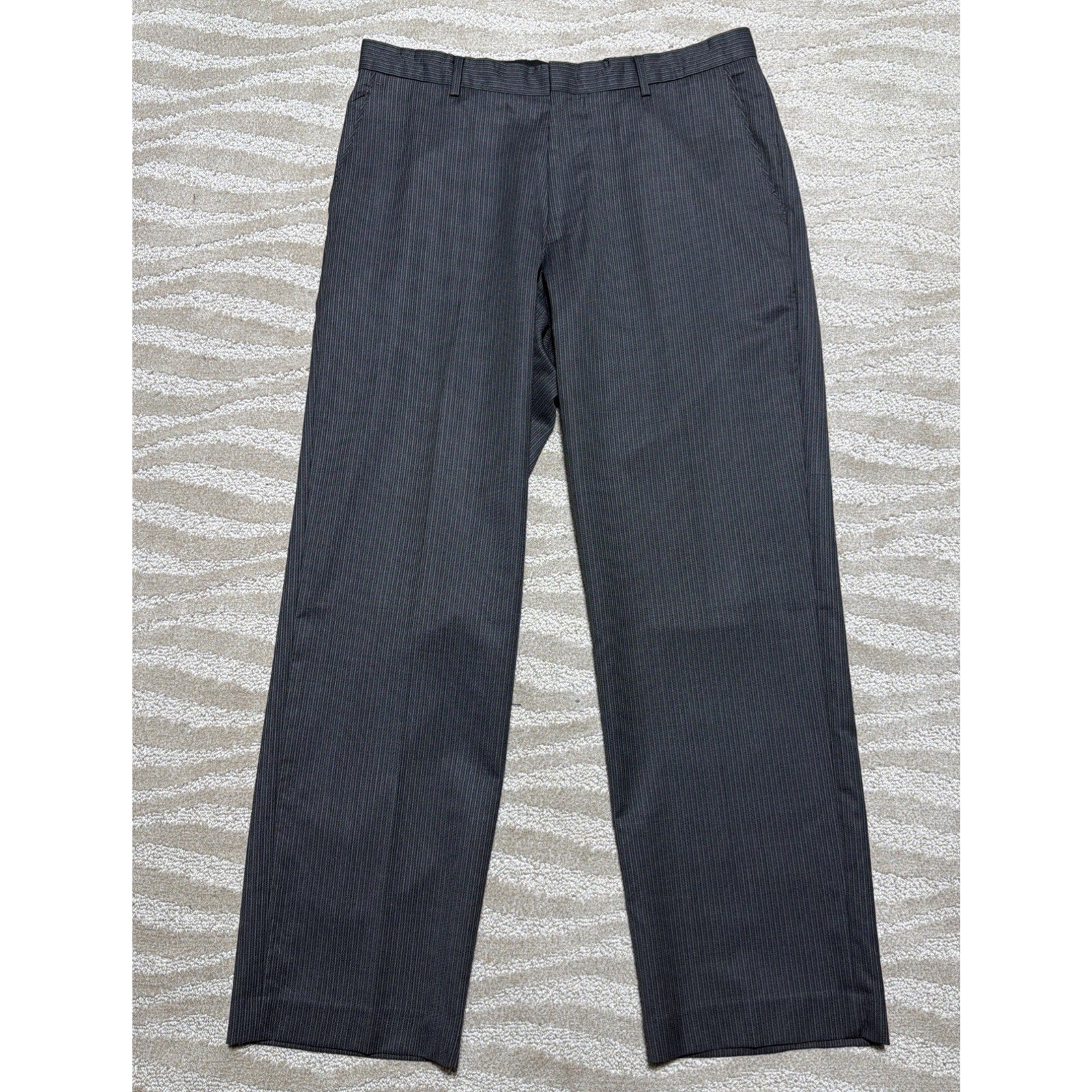 Banana Republic Mens Wool Blend Brown Blue Pinstriped Dress Pants 36x32