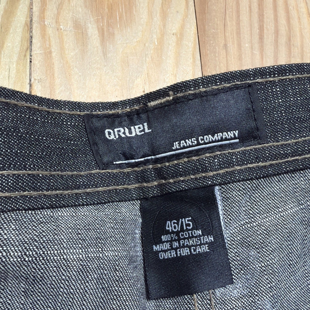Vtg Y2K Qruel Loose Baggy Denim Jean Shorts 46x15 Streetwear Grunge Skater NWT