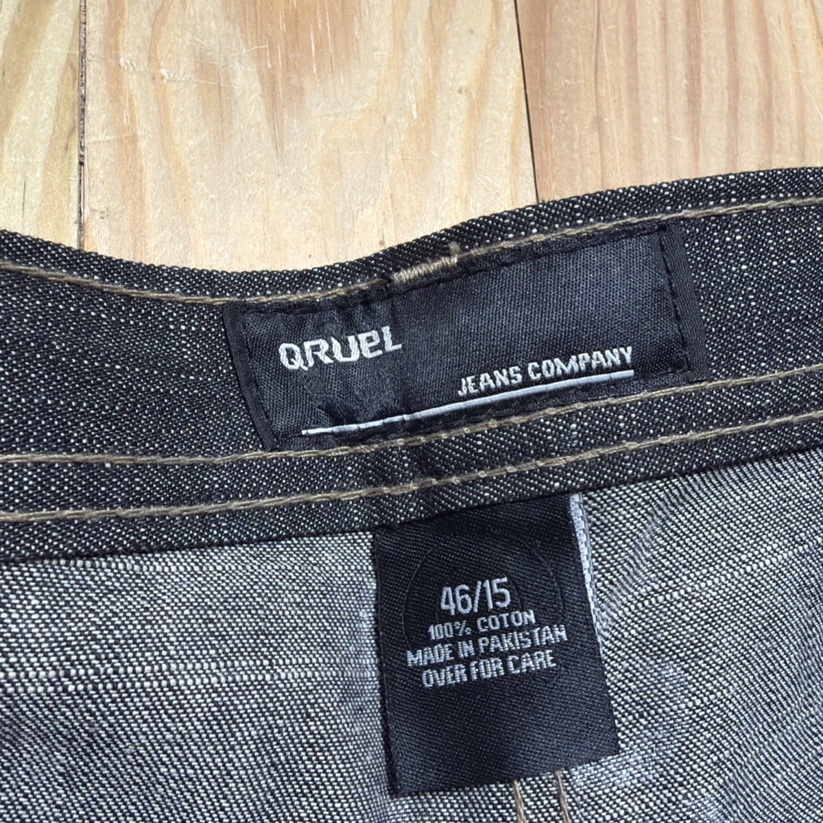 Vtg Y2K Qruel Loose Baggy Denim Jean Shorts 46x15 Streetwear Grunge Skater NWT