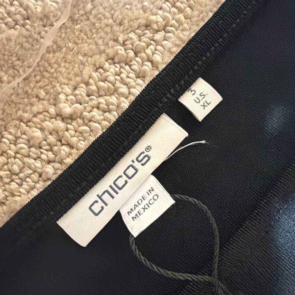 Chico's Travelers Tank NWT Size 3 (XL) Classic Side Slit Black Bateau Neck