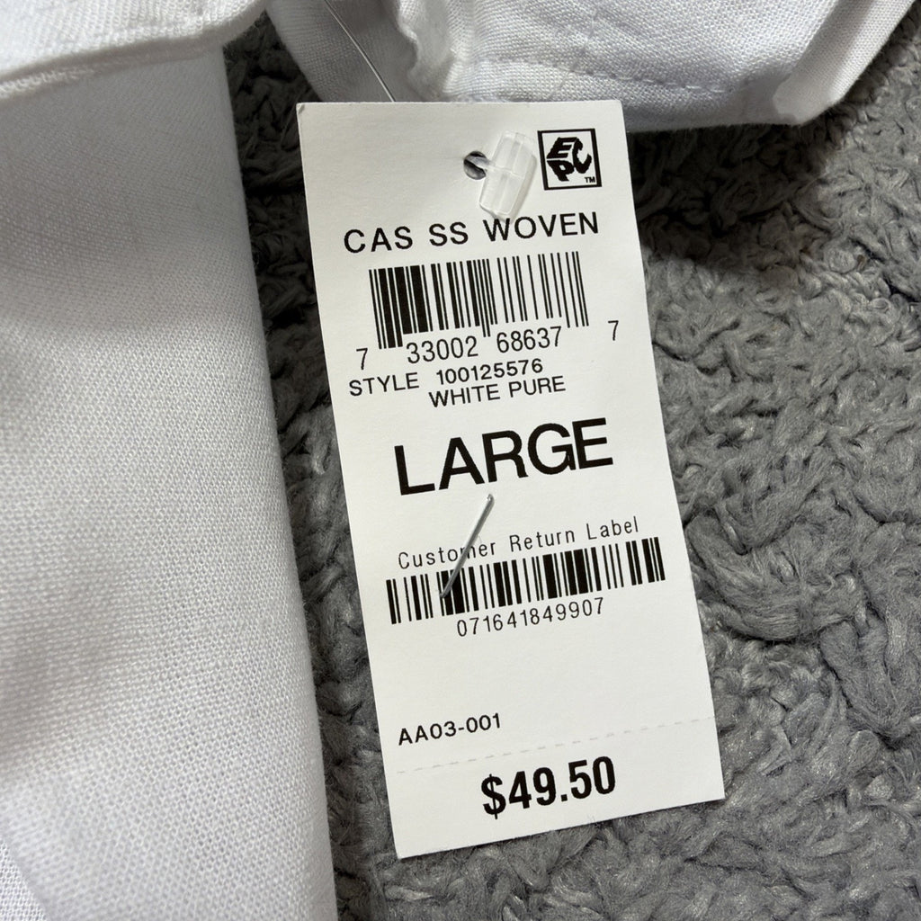 NWT INC International Concepts Men’s Linen Blend Shirt Large White Short Sleeve