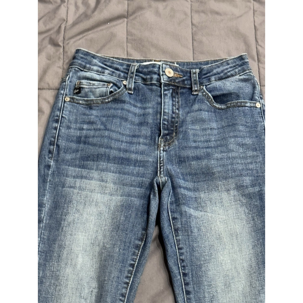 Kancan Skinny Jeans Women's 3/25 Cotton Blend Distressed Holes Stretch Denim Blue