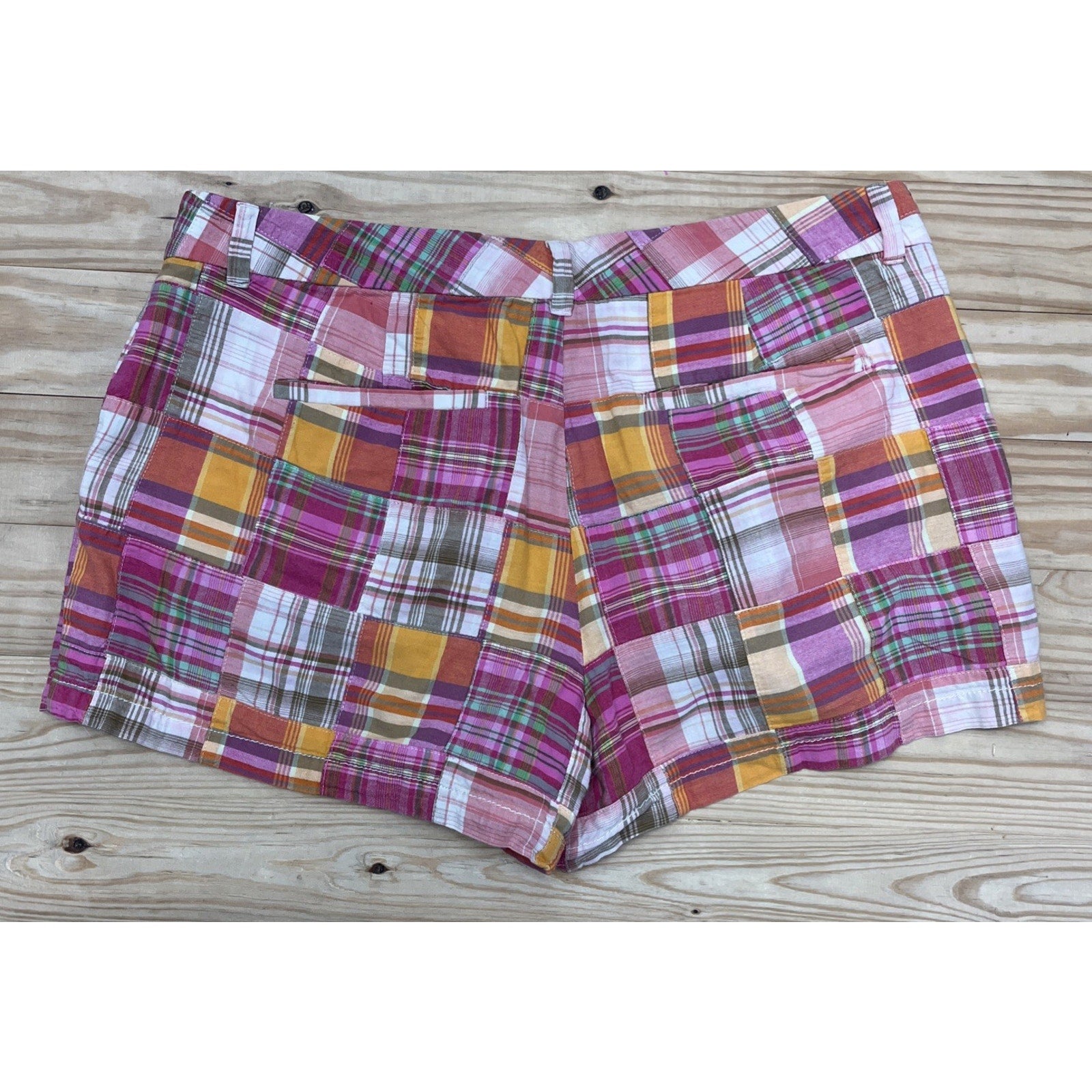 Ann Taylor LOFT Patchwork Shorts SZ 12 Pastel Nautical Beach Striped Pink