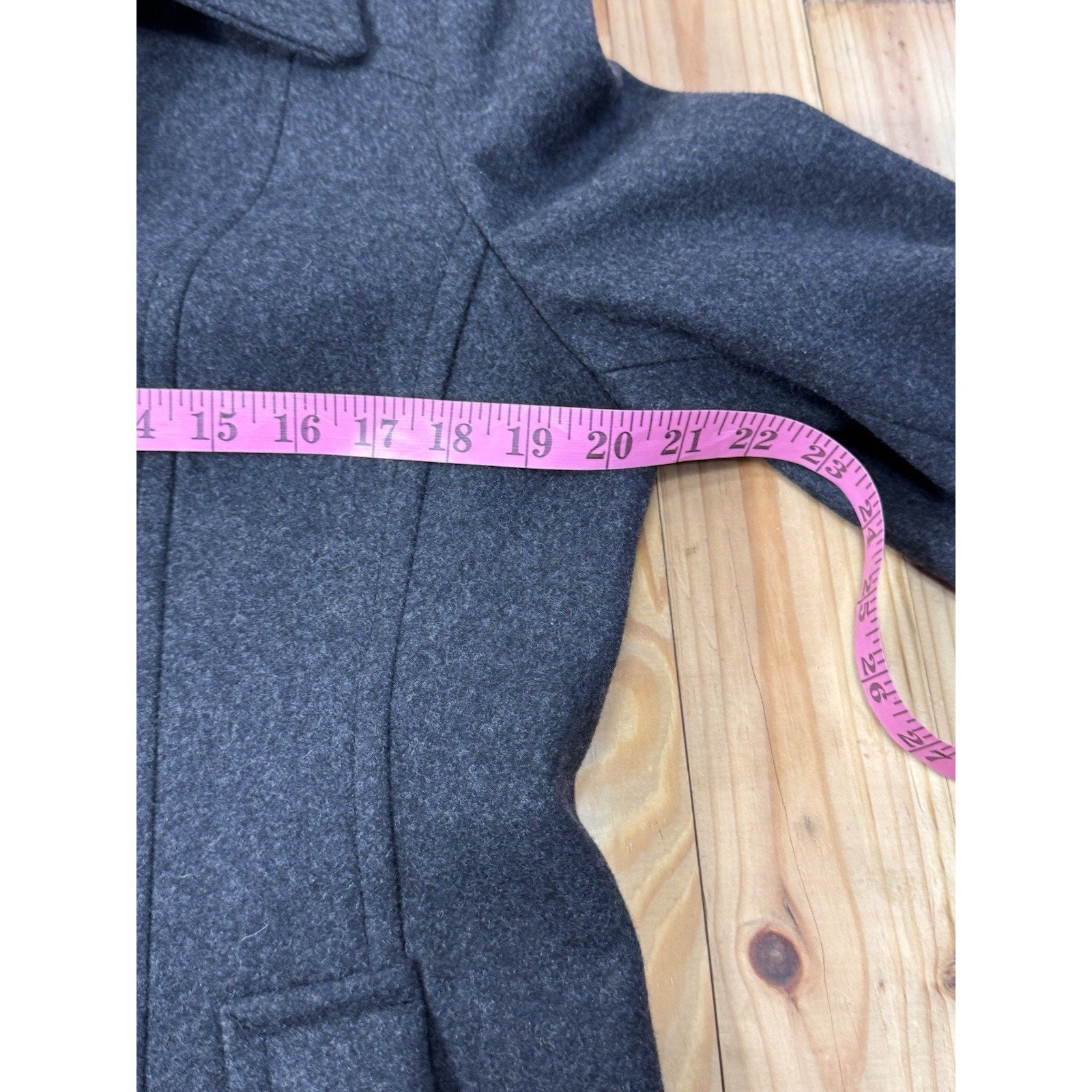 Women's PL London Fog Wool Blend Dark Charcoal Button Front Pea Coat Medium EUC