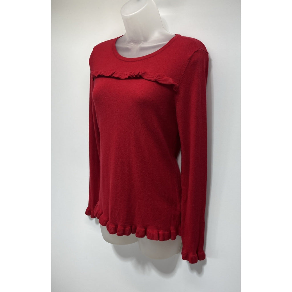 Talbots Cashmere Blend Sweatshirt Womens Petite Size S Ruffled Long Sleeve