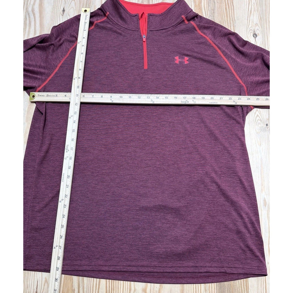 Under Armour 1/4 Zip Heat Gear Pullover XXL Men Red Polyester YGI Q4-181