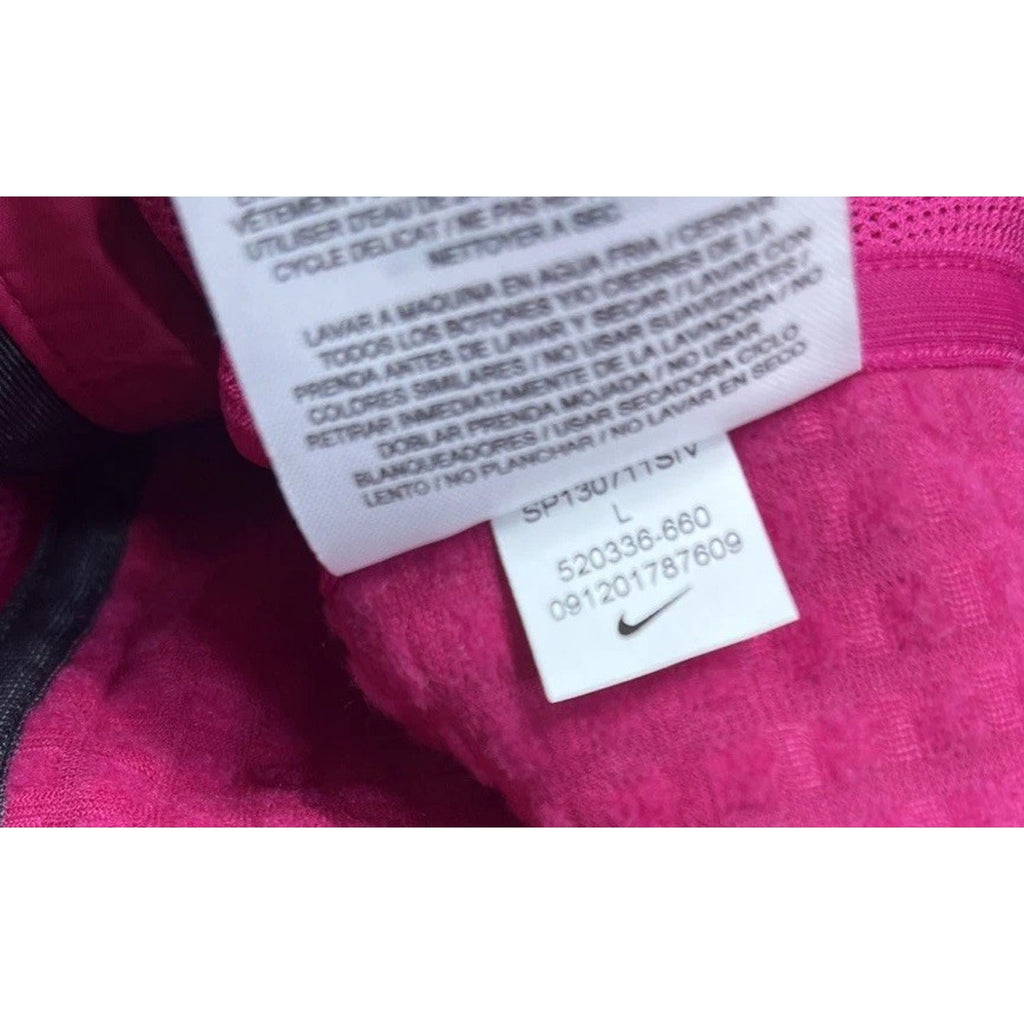 Nike Dri-FIT Womens L Pink Running Jacket Full Zip Reflective Lightweight 520336