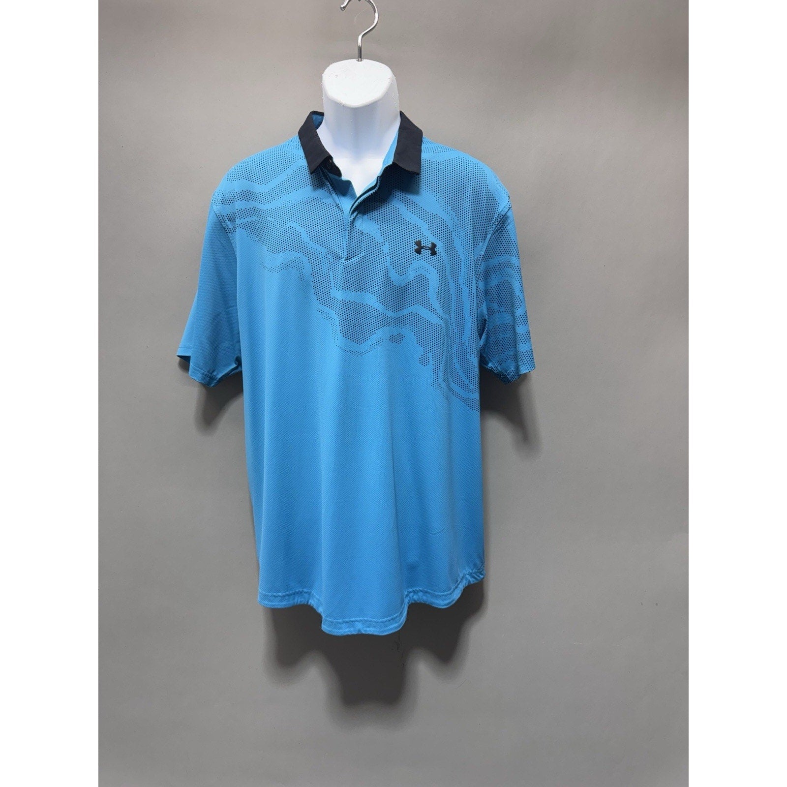 Under Armour Polo Shirt Mens 2XL HeatGear Loose Fit Striped Short Sleeve blue