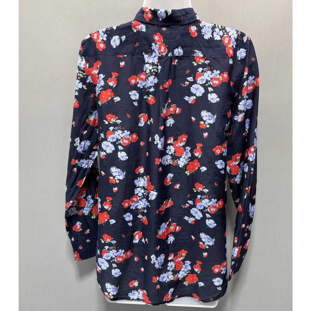 Lauren Ralph Lauren Sz M Blouse Button Down Shirt Long Sleeve Silk Blend Floral