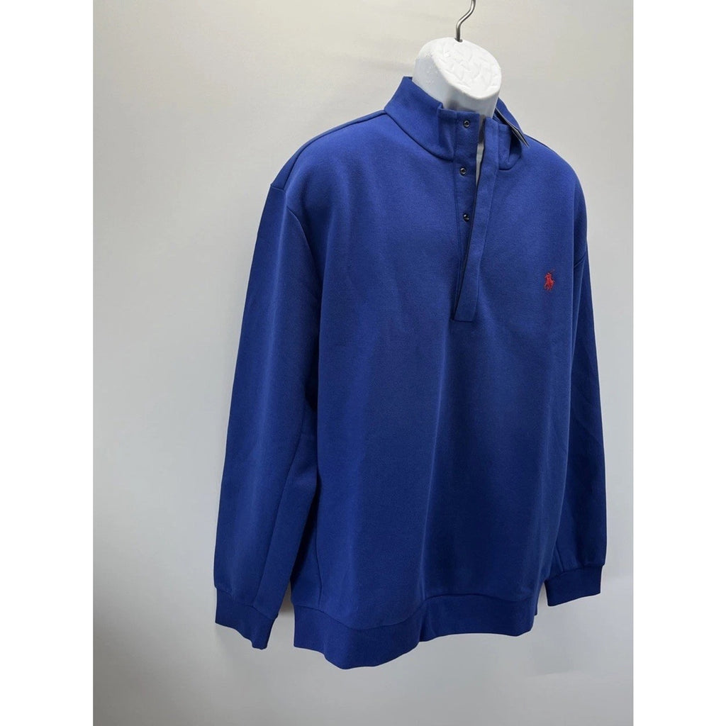 New Polo Ralph Lauren Performance Hidden 1/4 Snap Collar Sweatshirt Navy Large T