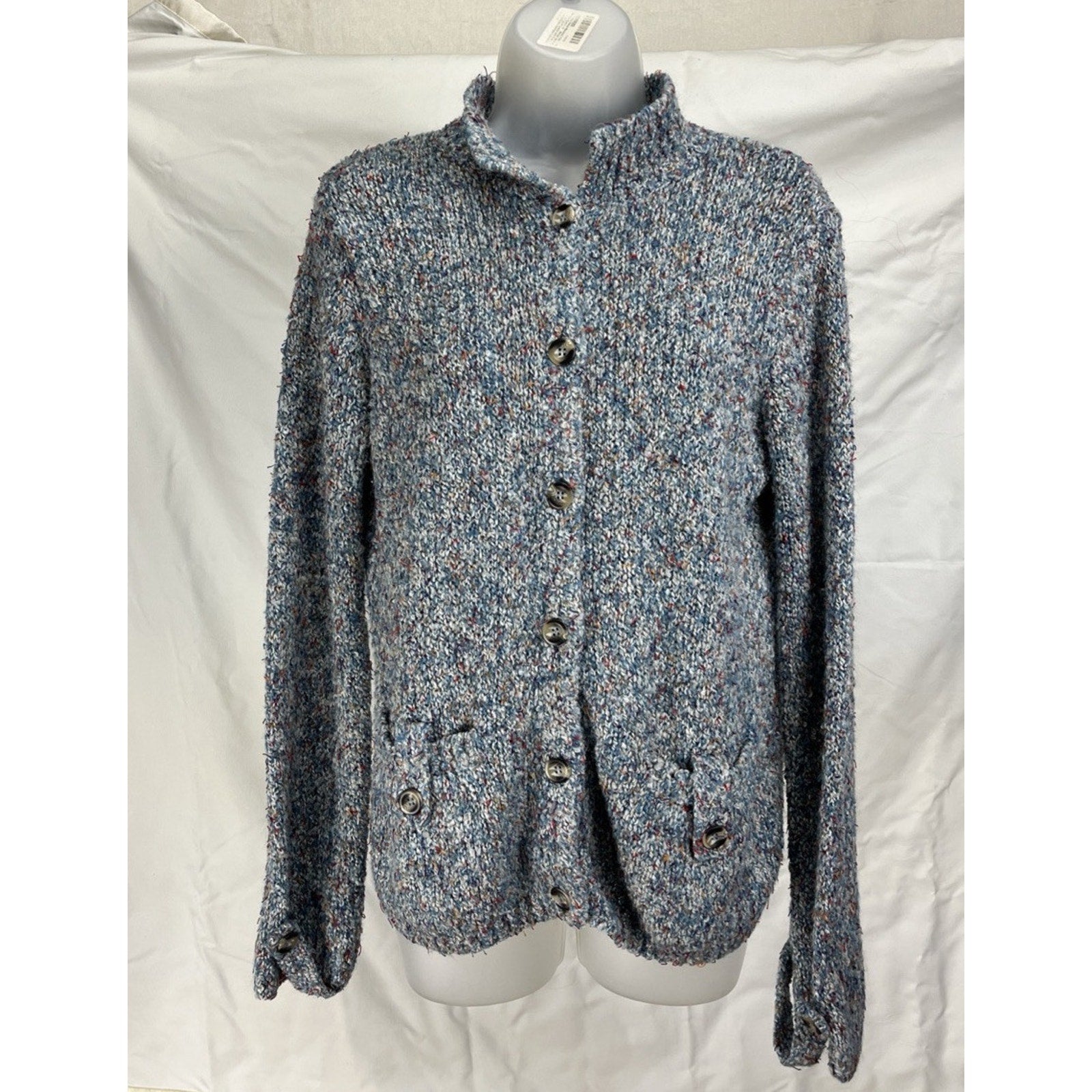 90s Vtg Women’s Knit Cardigan S Sag Harbor Sports Gray Button Up Pockets