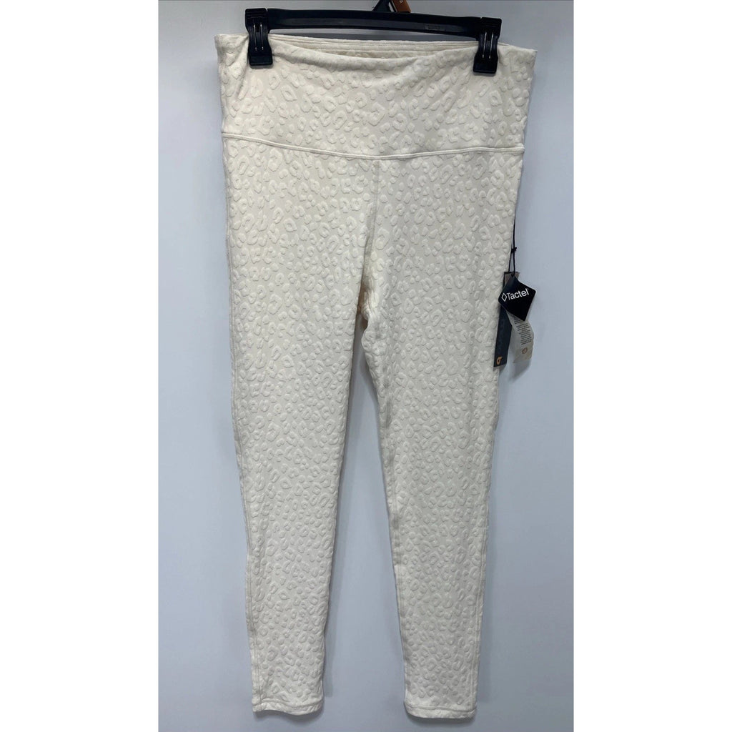 Mono B Tactel Ivory Leopard Print Lined Full Length Leggings Size Large NWT