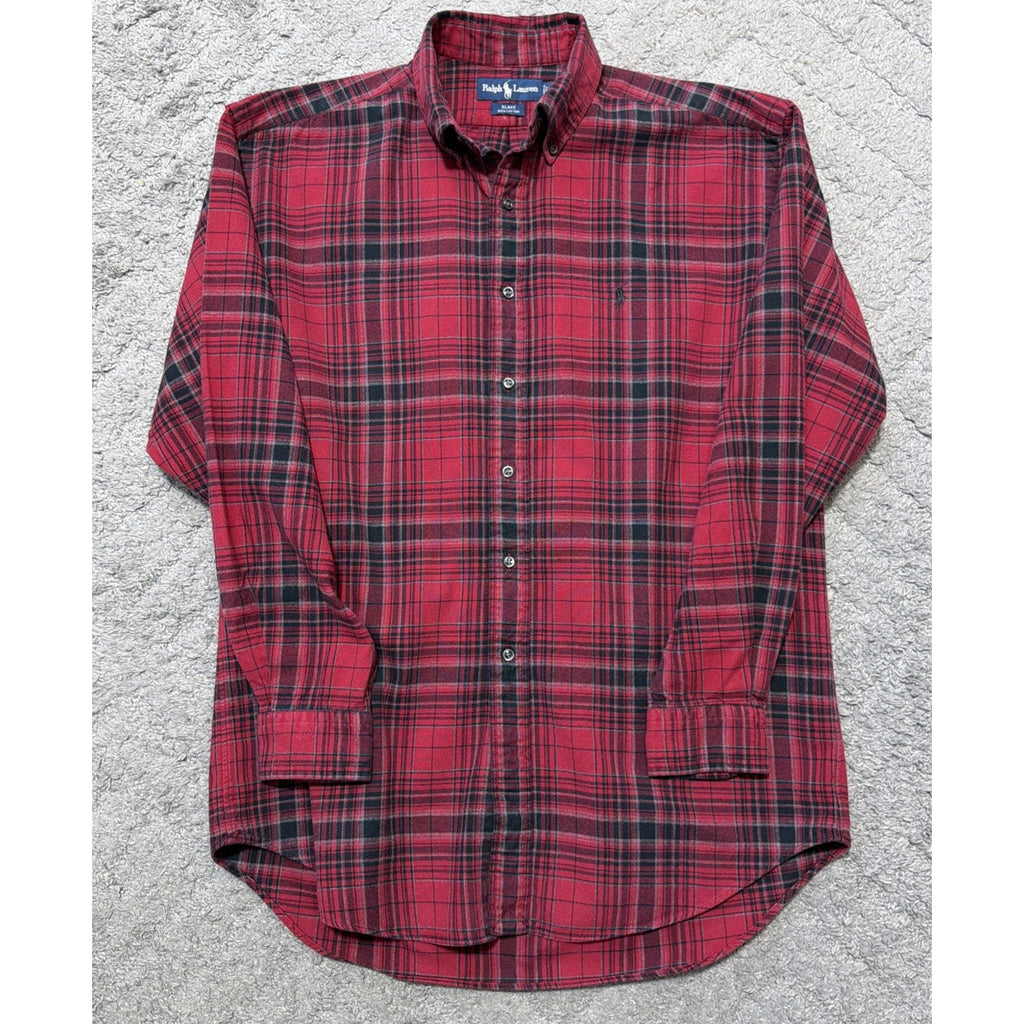 Vtg Ralph Lauren Shirt Mens Sz M Blake Plaid Long Sleeve Flannel Button Down