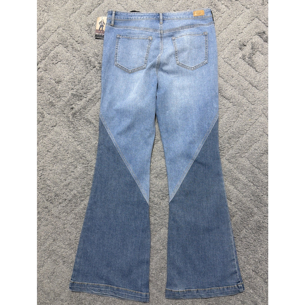 Sofia Jeans Womens Size 12 Short High Rise Flare Color Block Jeans NWT 32x31