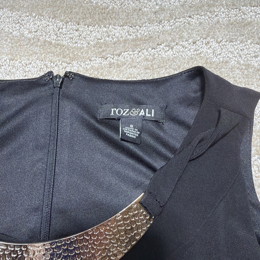 Roz & Ali Womens Size 8 Black Maxi Dress New Nwt Front Slit Nightlife Formal