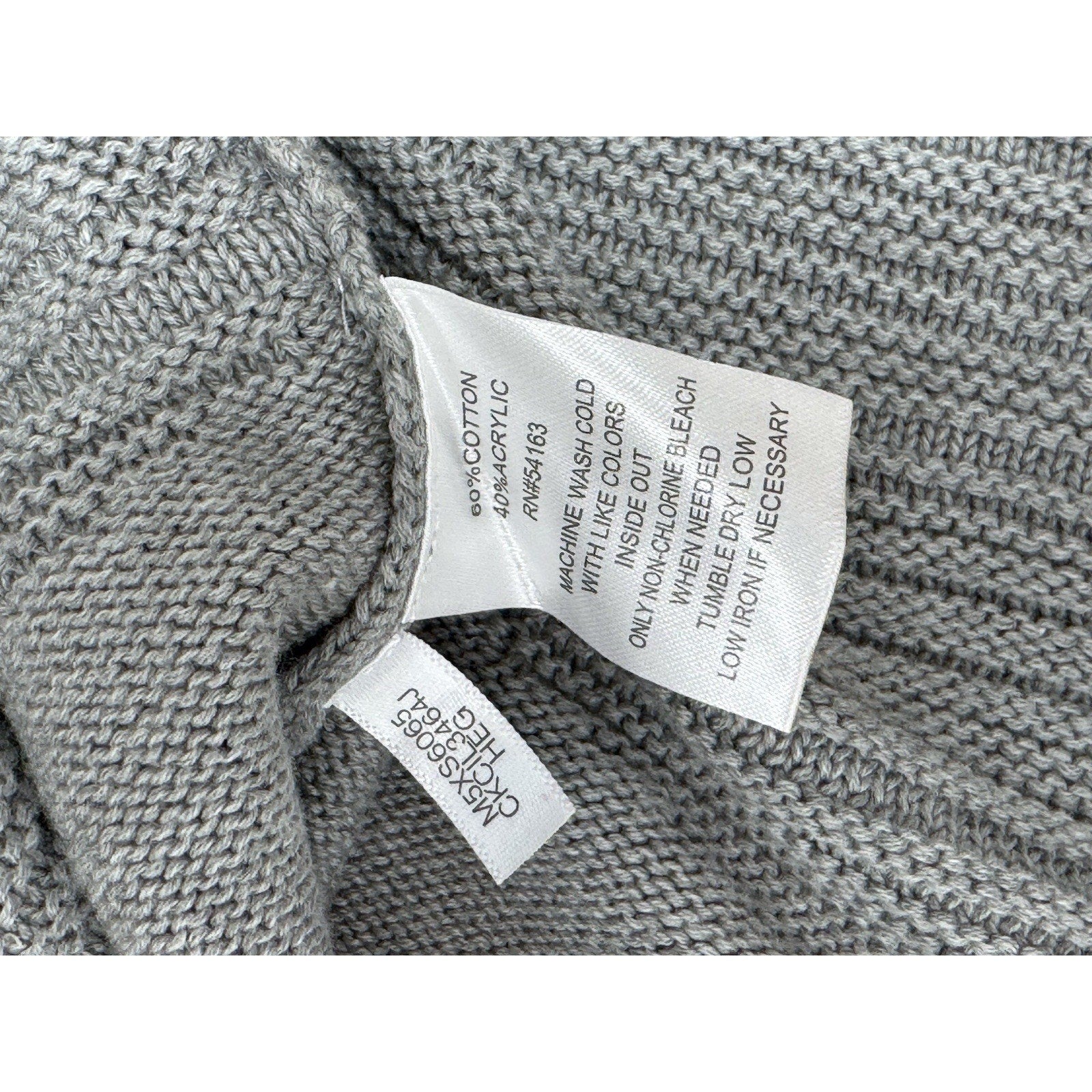 Calvin Klein Gray Cowl Neck Sweater Ribbed Cotton Blend Women’s Size Large