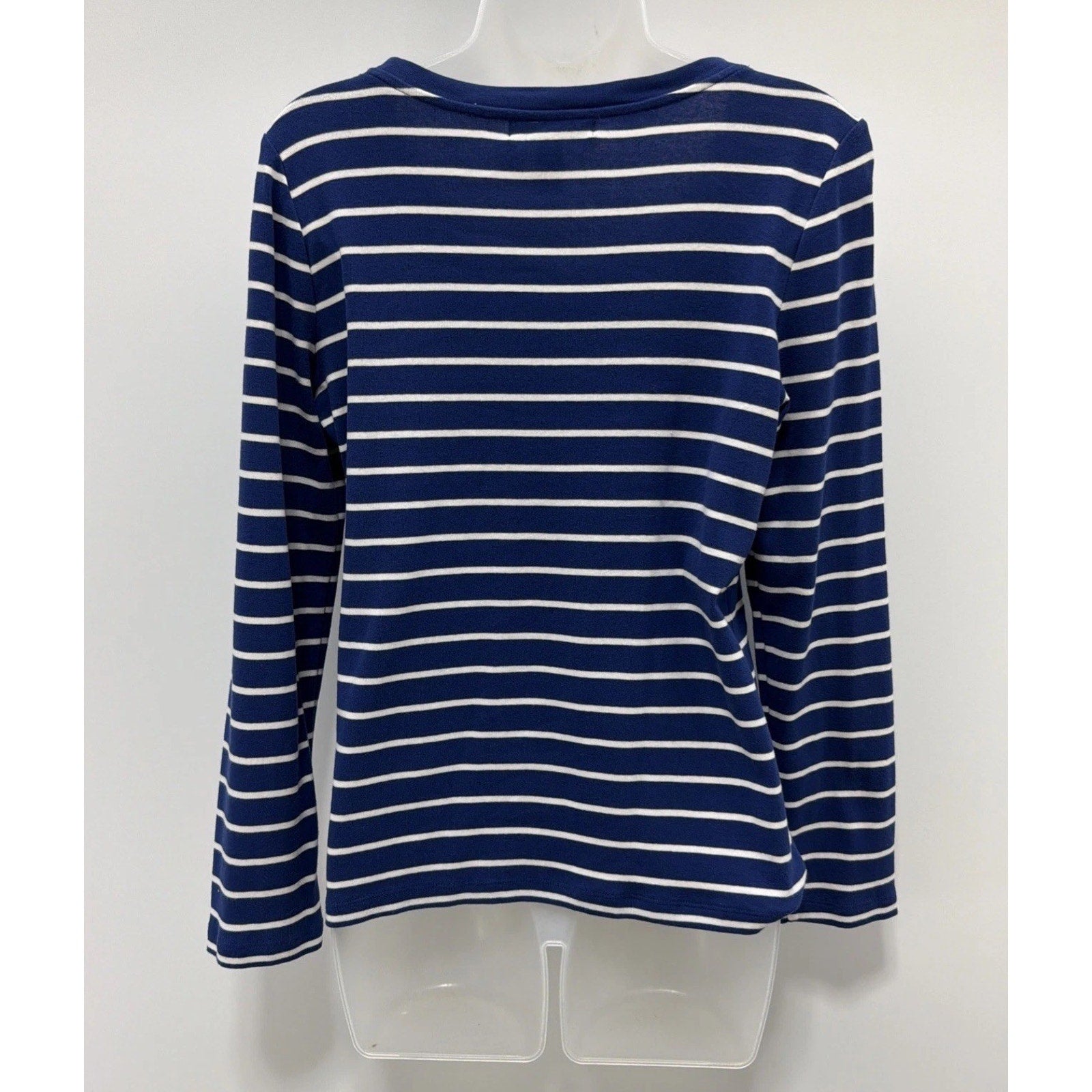 Lauren Ralph Lauren Womens Top Size L Blue Striped Knit Shirt Long Sleeve