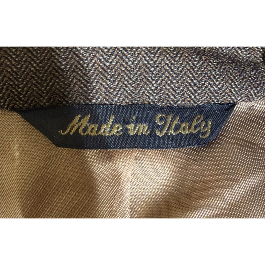 Vtg Louis Dell Olio Made In Italy Mens 100% Wool BROWN Sport Coat Blazer 44 Long