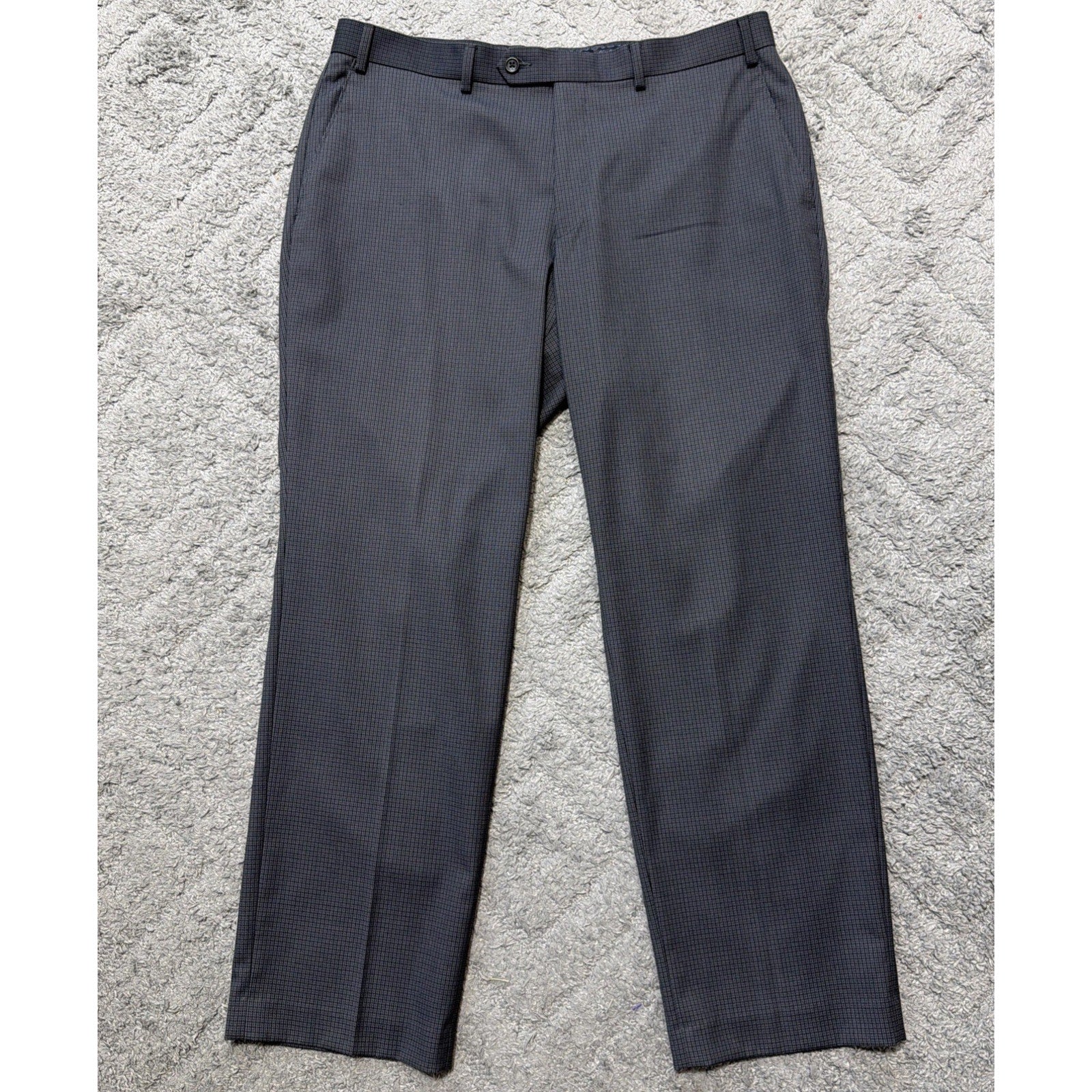 Michael Kors Herringbone Dress Pants Mens 36x29 Gray Straight Leg Flat Front