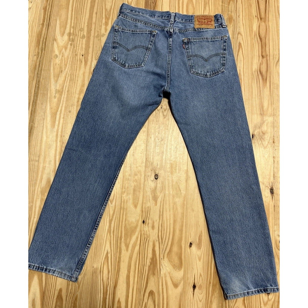 Levis 505 Jeans Mens 34X32 Blue Medium Wash Mid Rise Straight Cotton Denim
