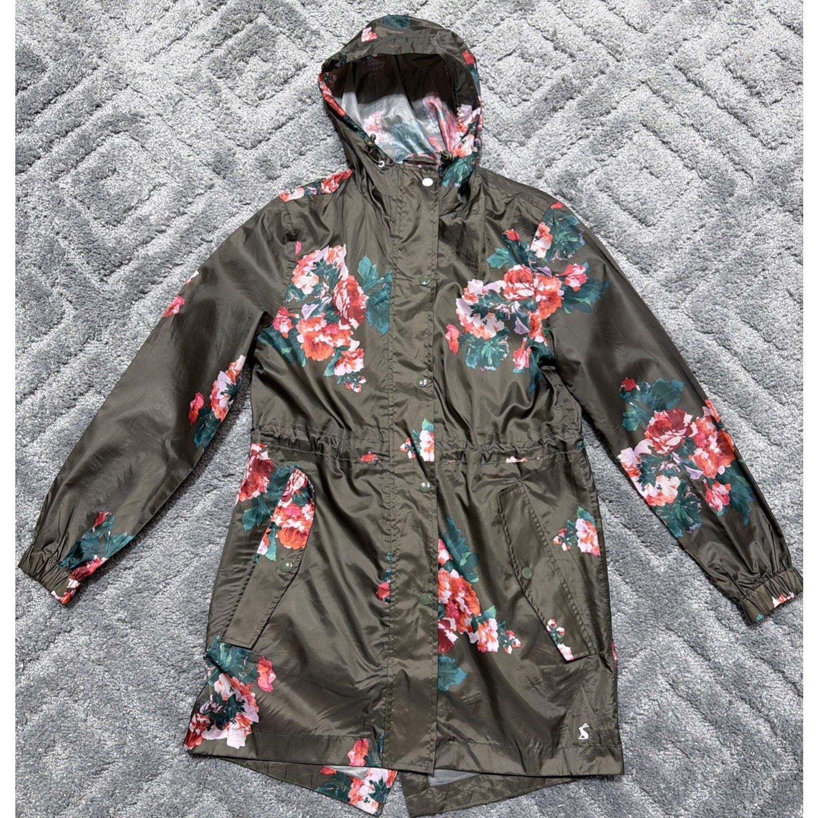 Joules Golightly Packable Weatherproof Floral Print Raincoat Jacket US Sz 4 New