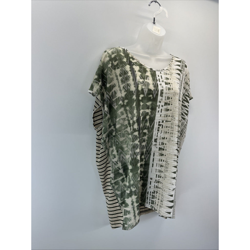 NWT CJ Banks Shirt Womens 2X Plus Green Top Casual Pullover Stretch Ladies