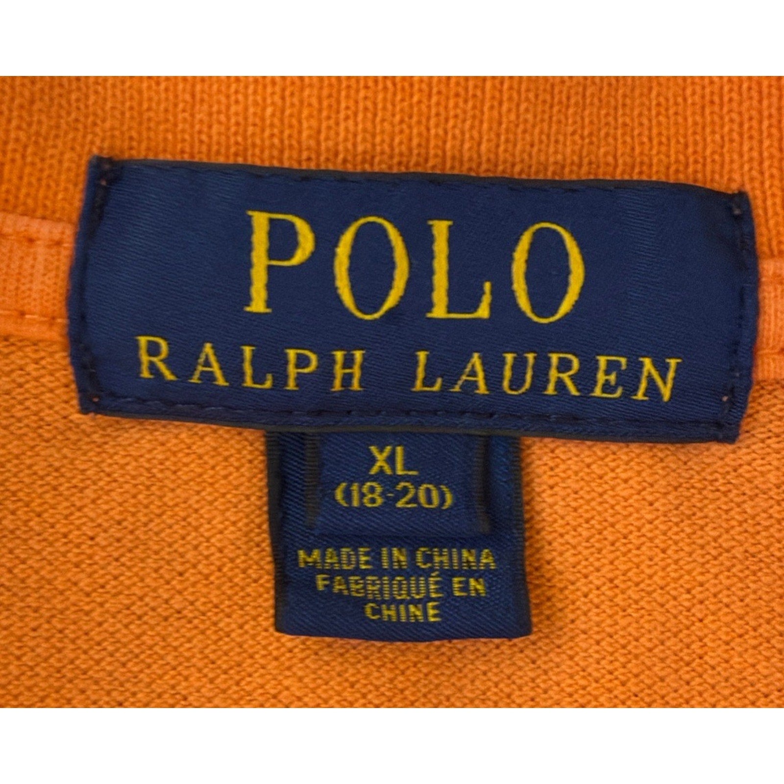 Polo Ralph Lauren 100% Cotton Short Sleeve Orange Polo Shirt Size XL (18-20)