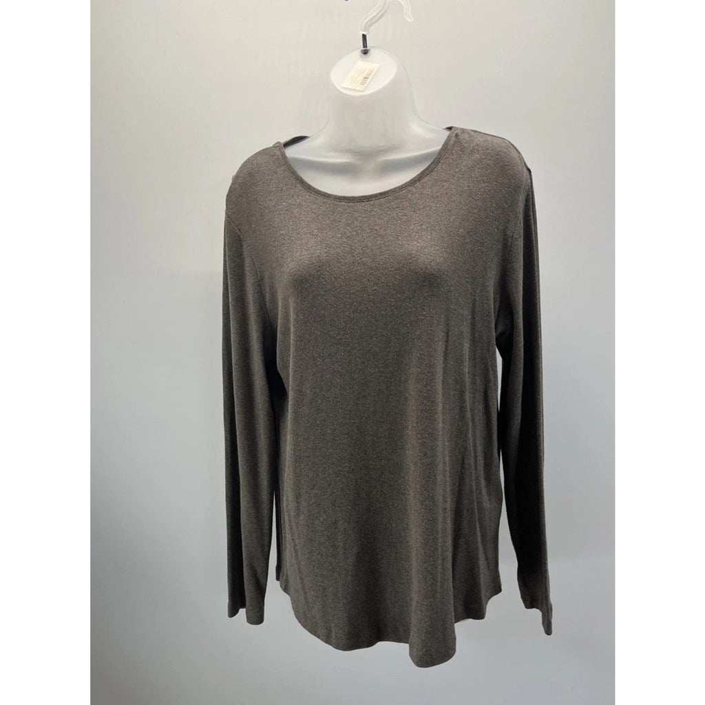 Chicos Womens Sweater 2 L Grey Long Sleeve Boat Neck
