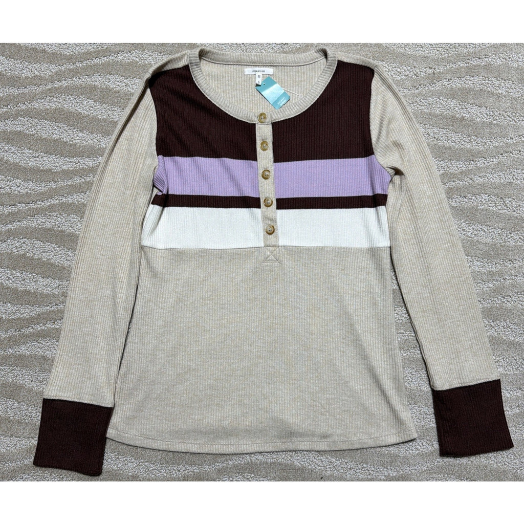 Maurices Heartland Henley Color Bock Knit Sweater Super Soft Small Women’s NWT
