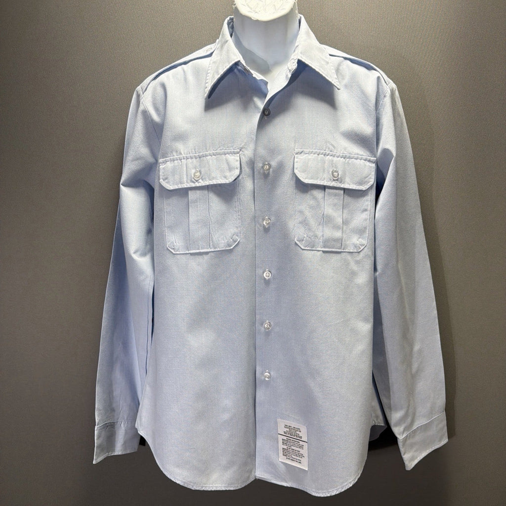 Defense Logistics Agency Shirt mens L Blue Button Up Uniform Military Wings Coll