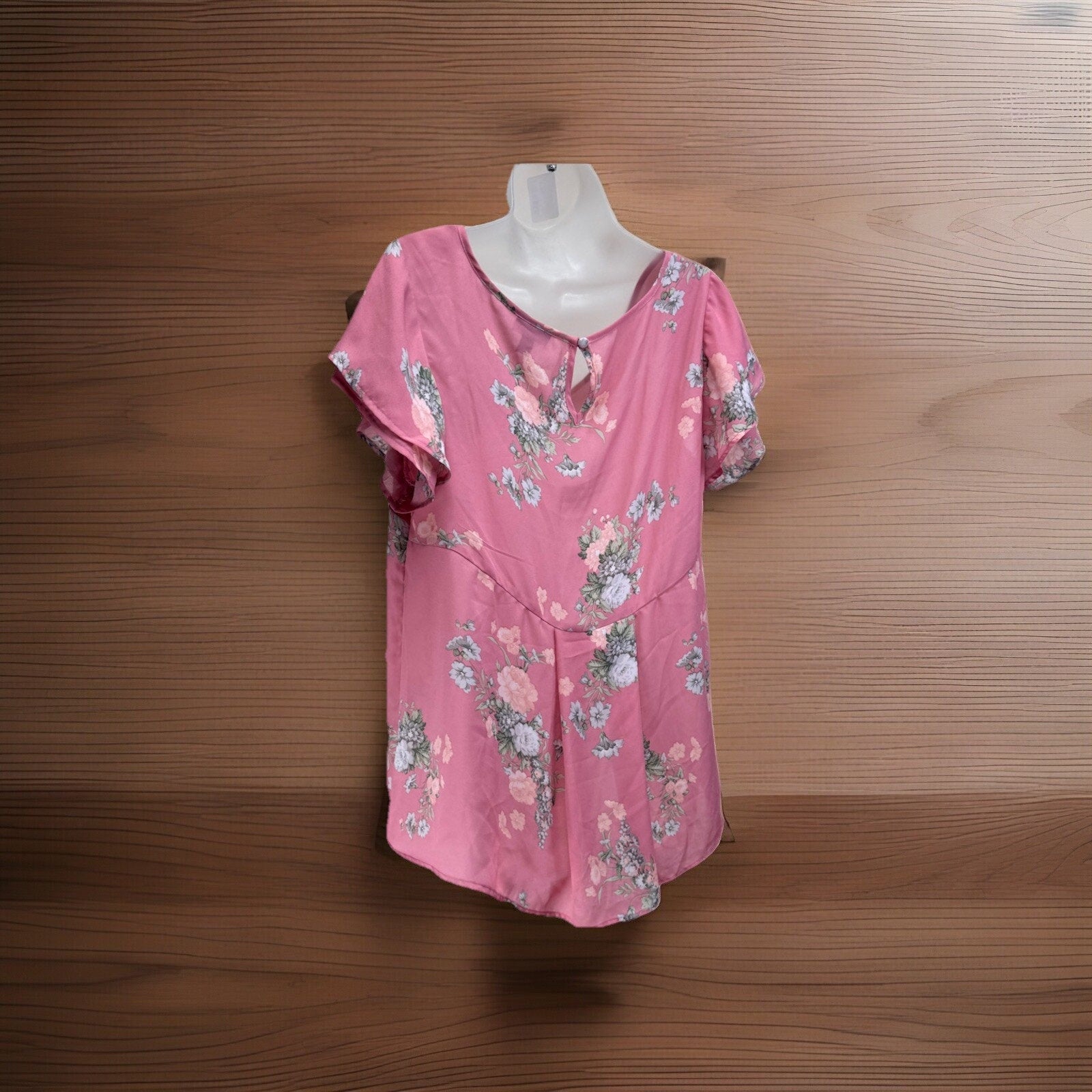 Torrid High Low Back Tunic Sheer Tank Top Chiffon Pink Floral Size 00