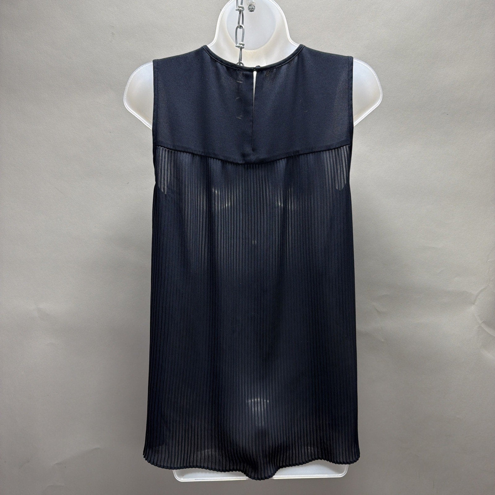 Michael Kors Womens Blouse Shirt Pleated Front Sleeveless Navy Blue