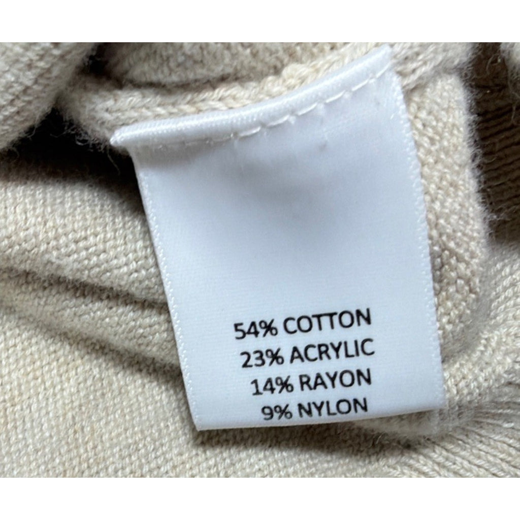 Roundtree & York Sweater Mens M Ivory Oatmeal 1/4 Zip Pullover Preppy Casual