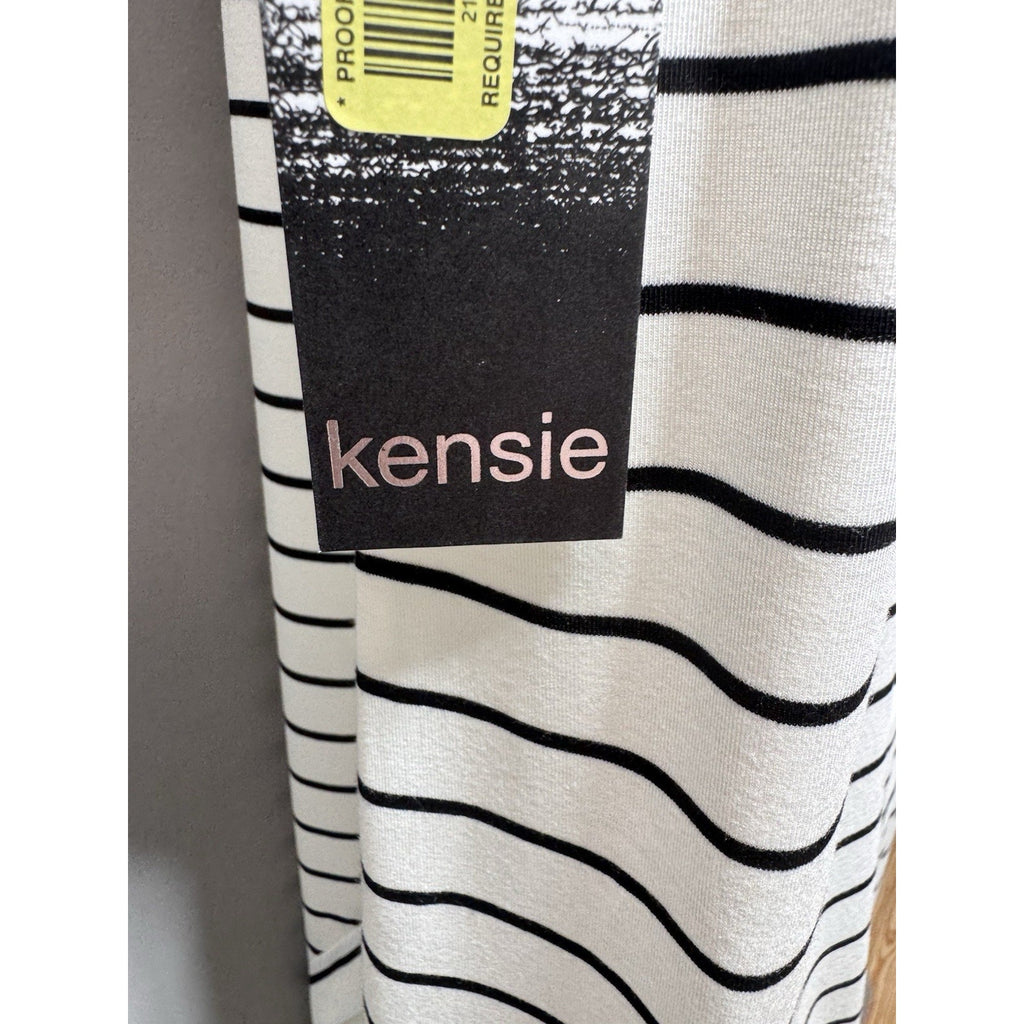 Kensie Women's Dress Striped White/Black Sleeveless Size Large New