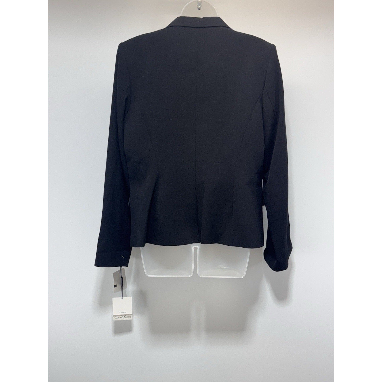Calvin Klein 2 Button Blazer Jacket Black Cinched Waist Work Career Sz 8 Med