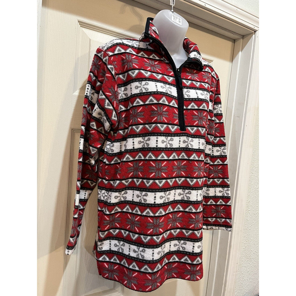 Cabin Creek Red White Black Quarter Zip Fleece Women’s Outerwear Size Medium