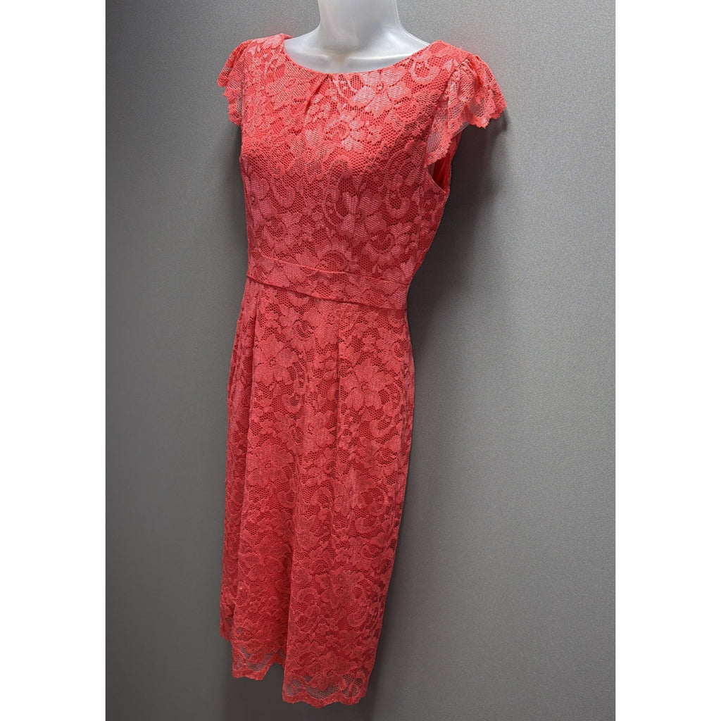 NWT A.B.S. Collection Coral Lace Sheath Dress Womens 6 Cocktail Wedding Midi