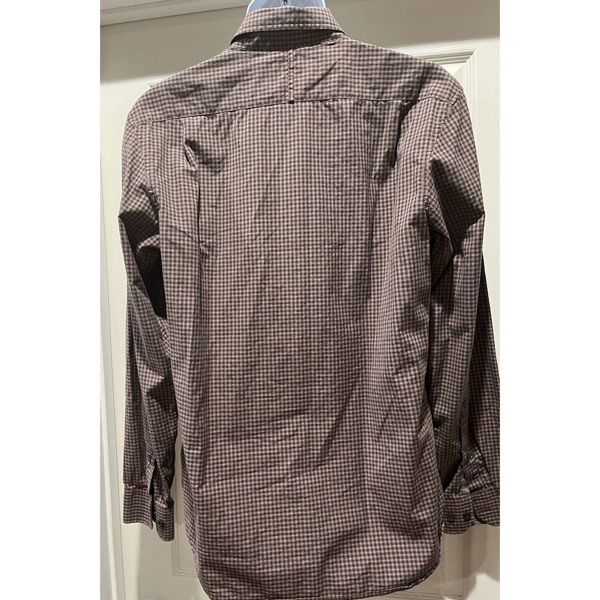 Banana Republic 90s Button Down Flannel Shirt Brown Blue Check Plaid Medium