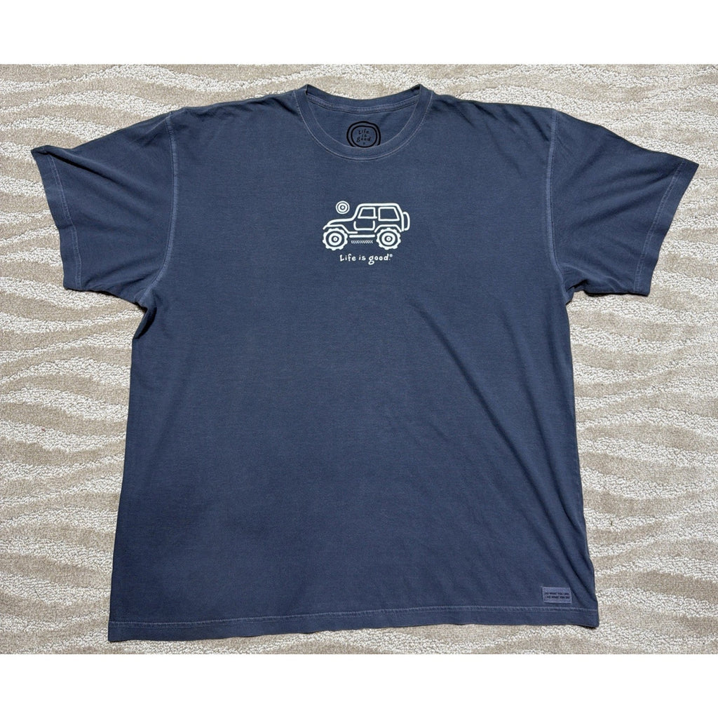 Life Is Good Mens Gray Jeep Short Sleeve Crusher Tee Shirt Mens XL