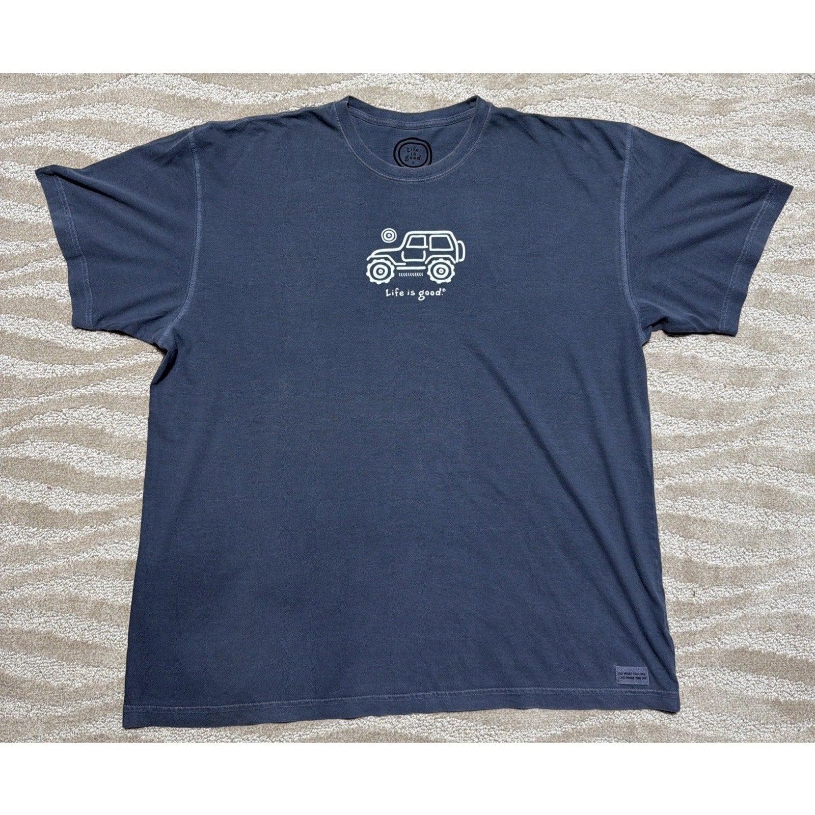 Life Is Good Mens Gray Jeep Short Sleeve Crusher Tee Shirt Mens XL