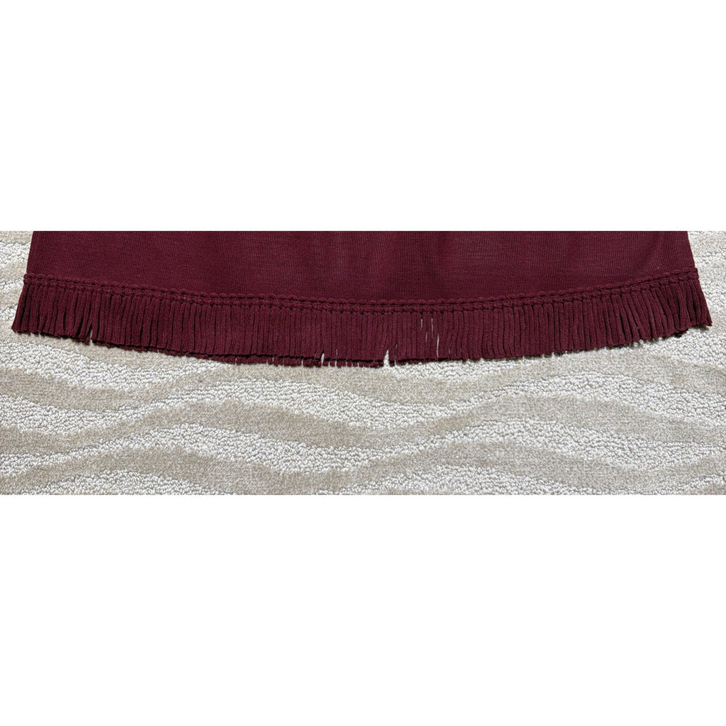 Nina Leonard Fringe Skirt Trim Boho Western Plus Size 2X Burgundy NWT