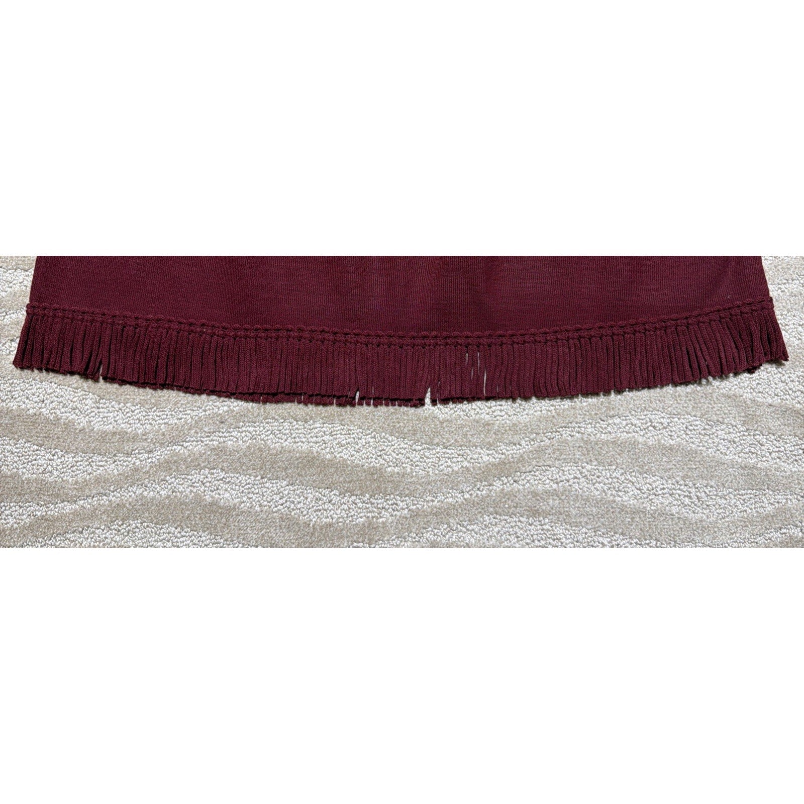 Nina Leonard Fringe Skirt Trim Boho Western Plus Size 2X Burgundy NWT