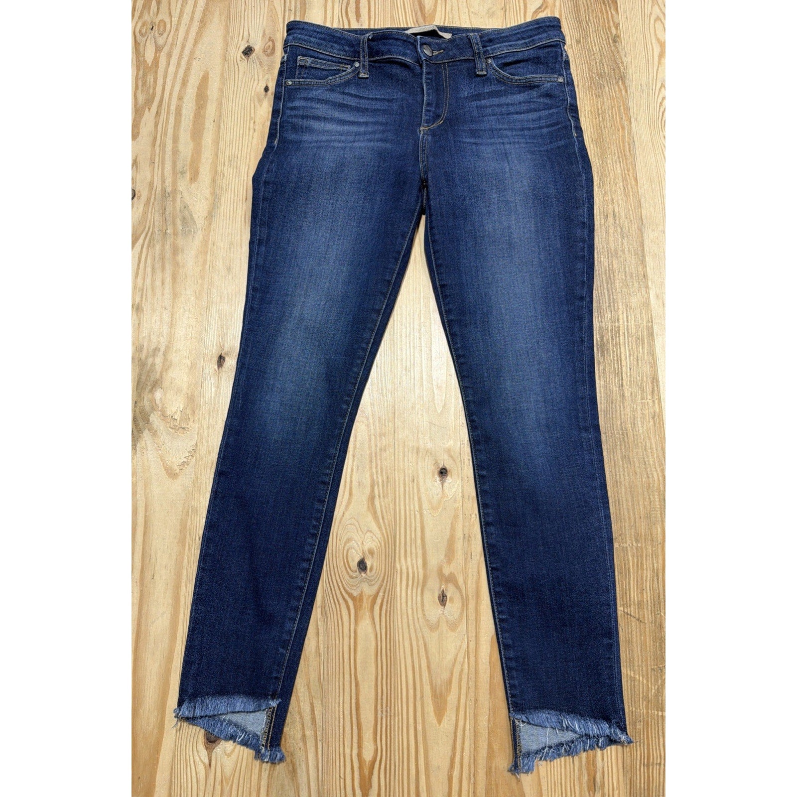 Joe's Jeans Ankle Skinny Dark Wash Raw Hem Stretch Denim Size 27 -29x27.5