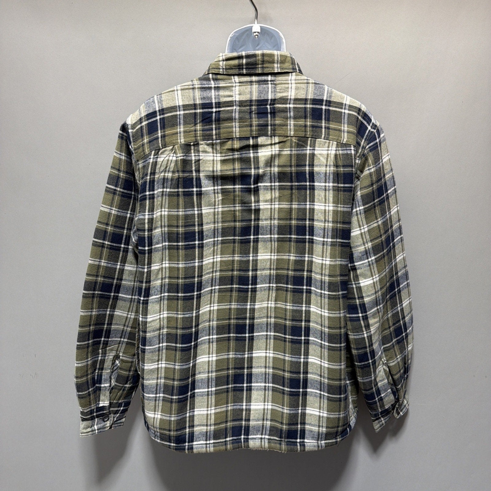 Mens Rugged Point Authentic Green Plaid Fleece Sherpa Button Up Shacket L NWT