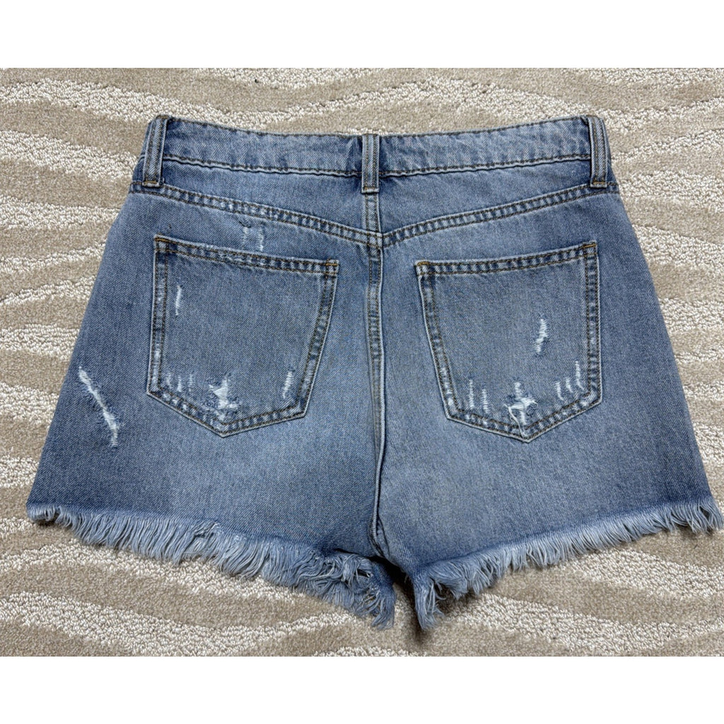 Altar’d State Shorts Womens S Distressed Blue Jean Raw Hem Stretch 28x3