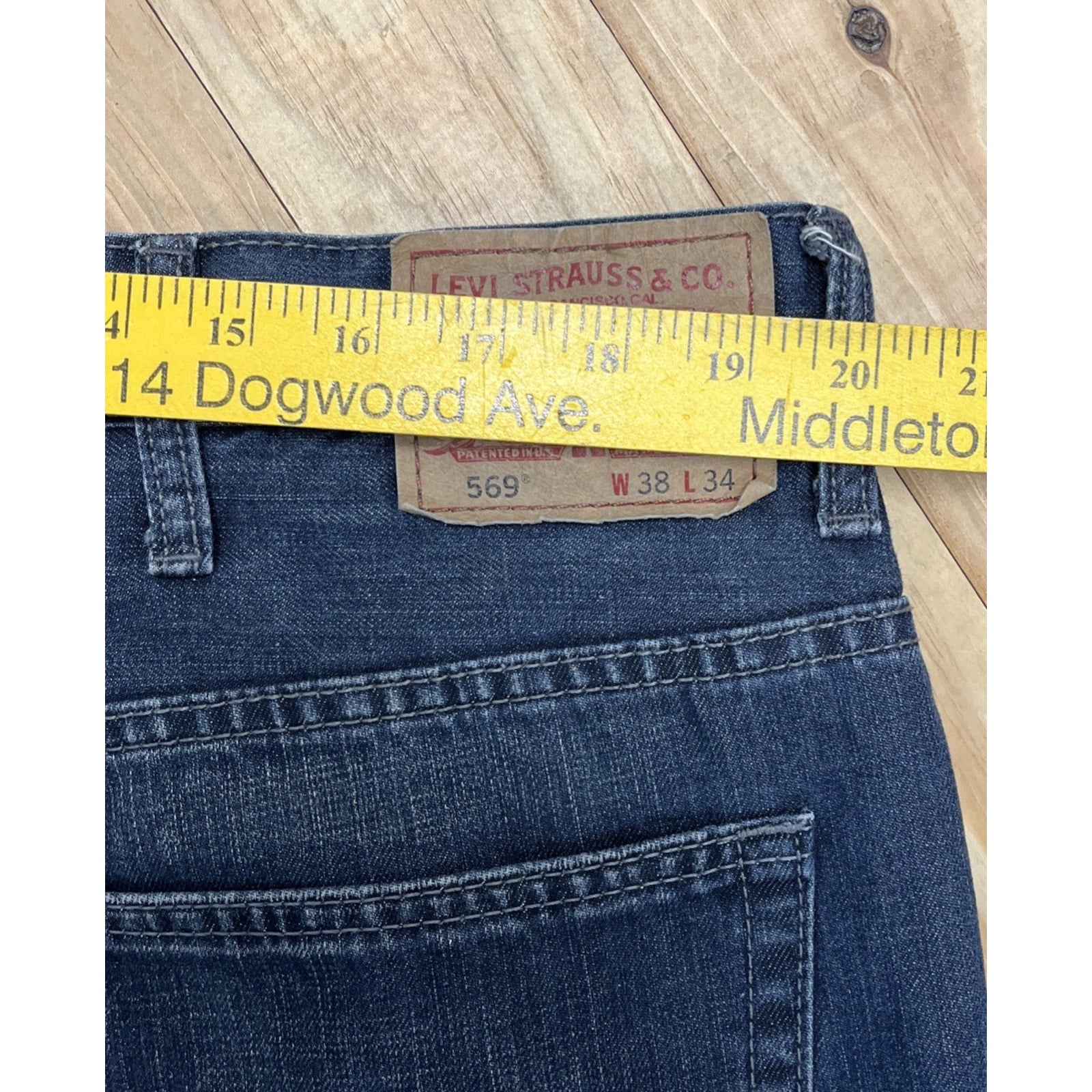 Levis 569 Jeans Mens Size 38x34 Blue Denim Loose Relaxed Straight Stretch Y2K