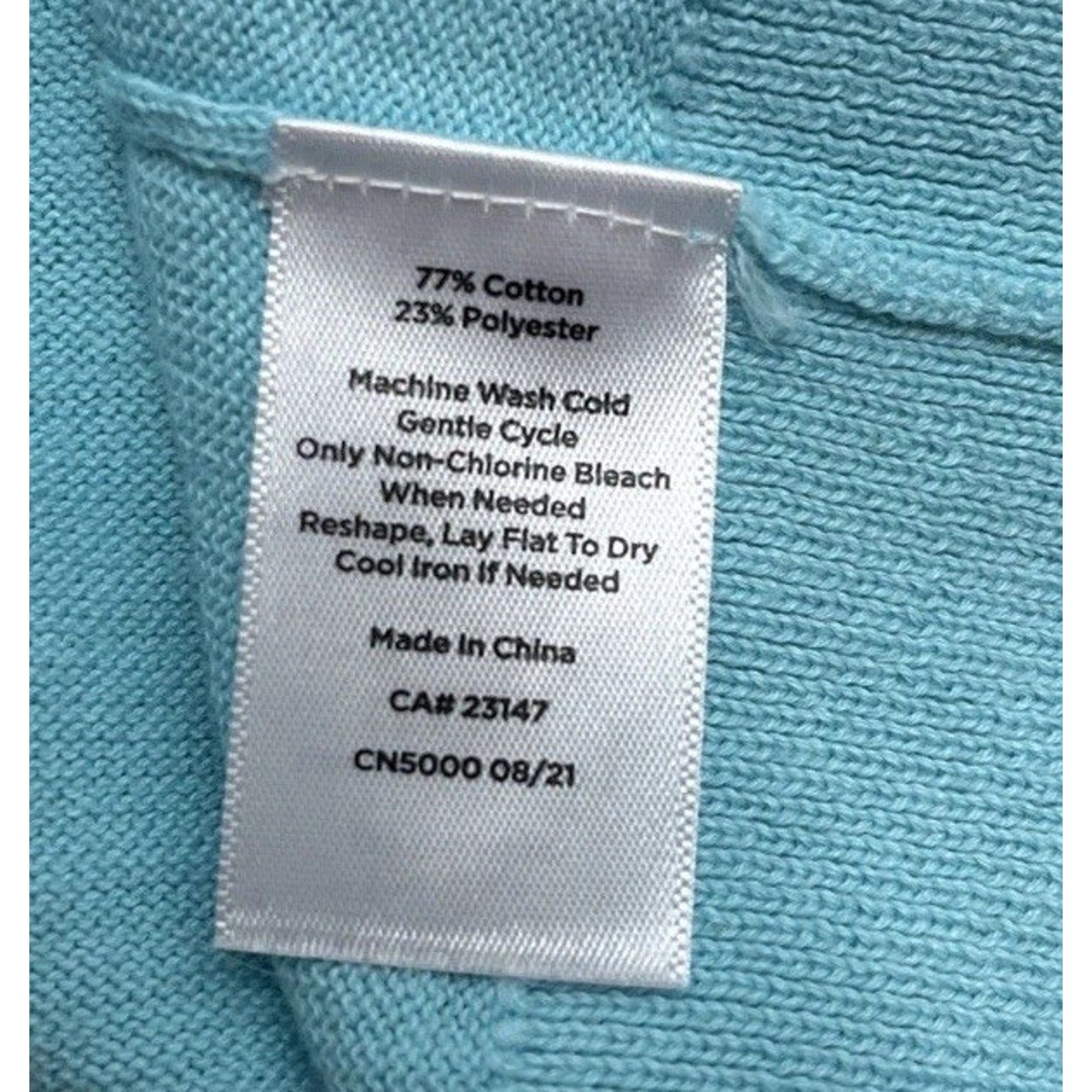 Talbots Sweater Blue Cotton Pearl Buttons Preppy Size Medium