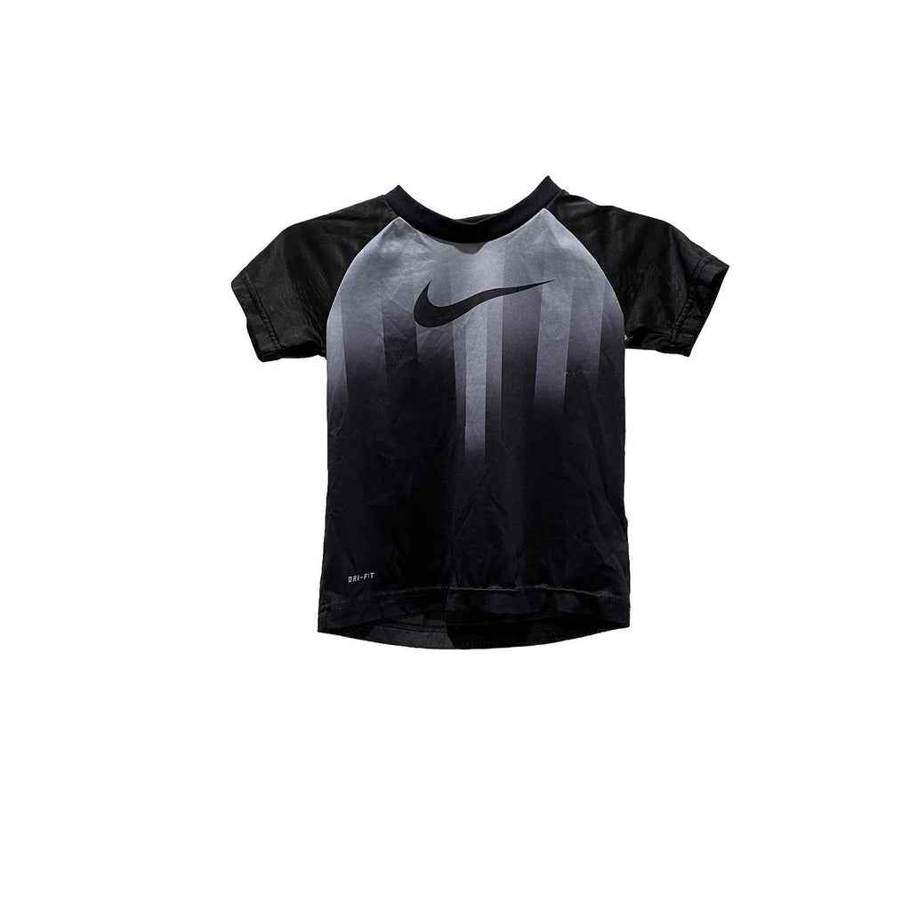 Nike Kids Black Gray Dri-Fit Tee Size Youth 4-5 / Small Swoosh Logo