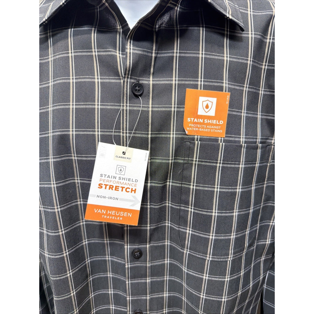 New VAN HEUSEN TRAVELER STAIN SHIELD STRETCH NON-IRON MSRP $60 Size Small